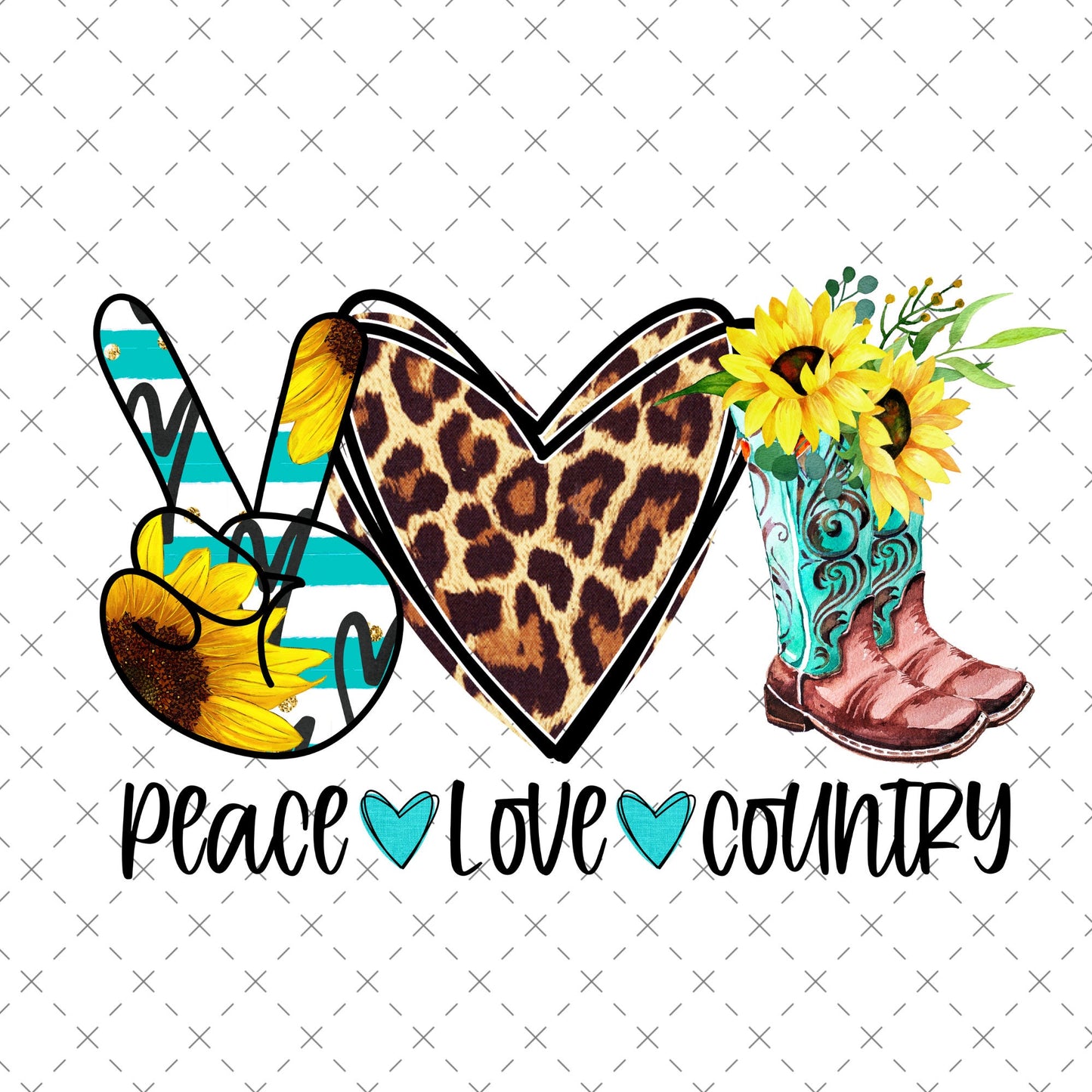 SUBLIMATION ready to press transfer-peace love country - sunflower cheetah