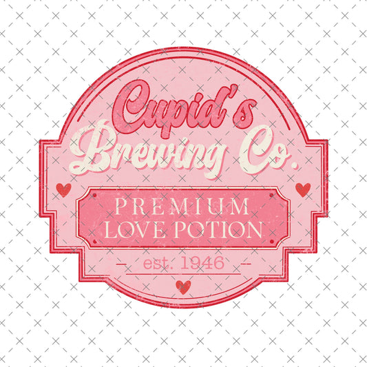 SUBLIMATION TRANSFER cupids brewing co valentines day love transfer ready to press