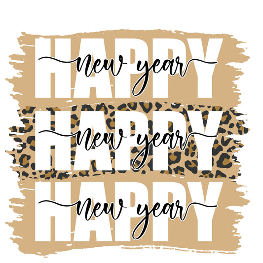 SUBLIMATION ready to press transfer- happy new year gold T-shirt transfer