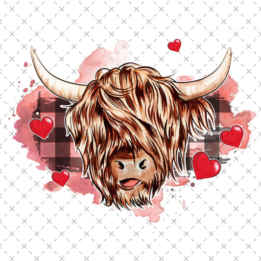 SUBLIMATION ready to press Valentine’s Day highlander cow transfer press