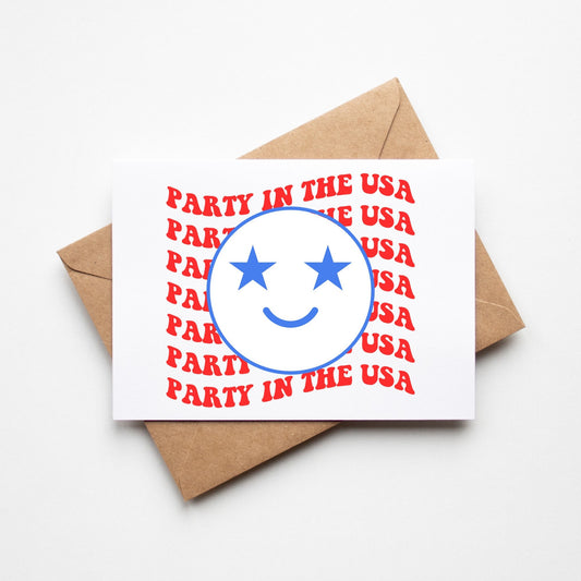 SUBLIMATION ready to press transfer- Party in the USA 4th of July smiley