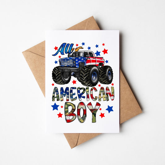 SUBLIMATION ready to press - All American boy -mobster truck- 4th of July print transfer design