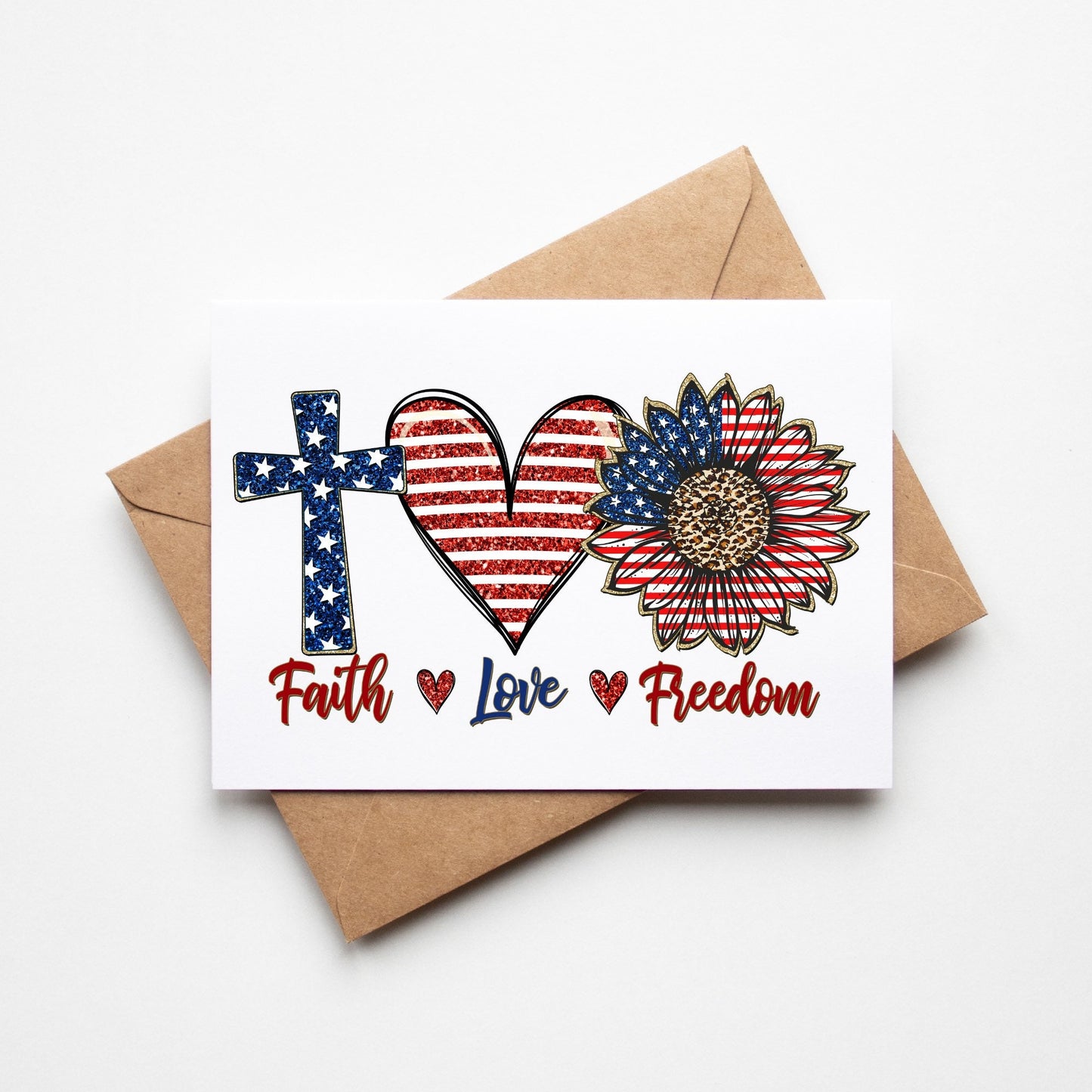 SUBLIMATION ready to press transfer- 4th of July design tshirt transfer- American Faith love freedom